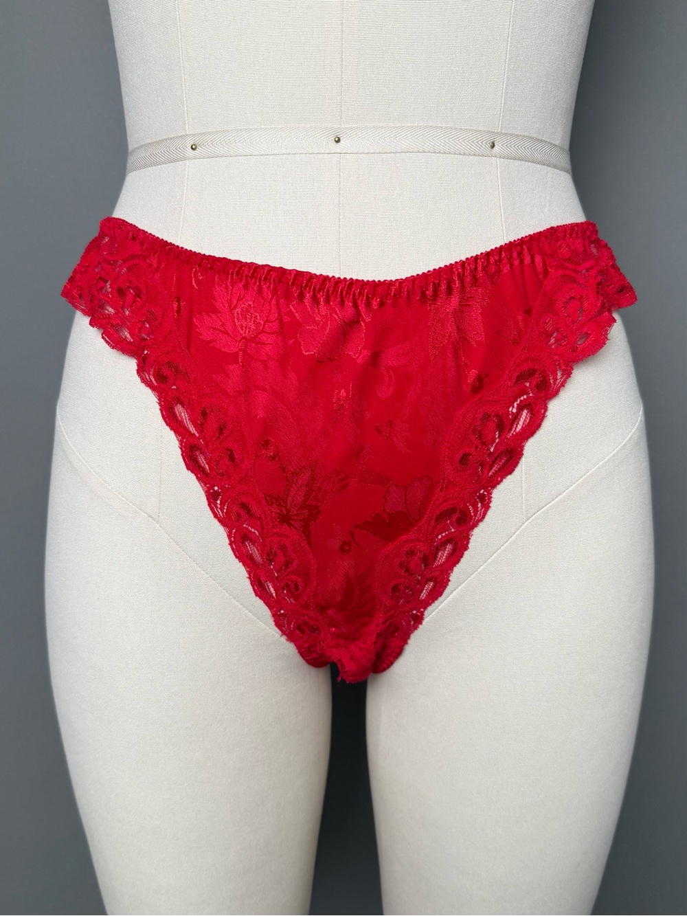 Vintage Victoria’s Secret Red Satin Lace Panty Size Large